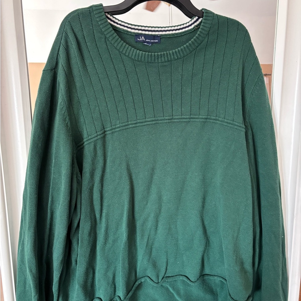 John Ashford Teal Ribbed Knit Sweater